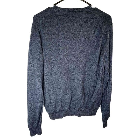 Calvin Klein Navy Blue V-Neck Wool Sweater - Picture 4 of 4